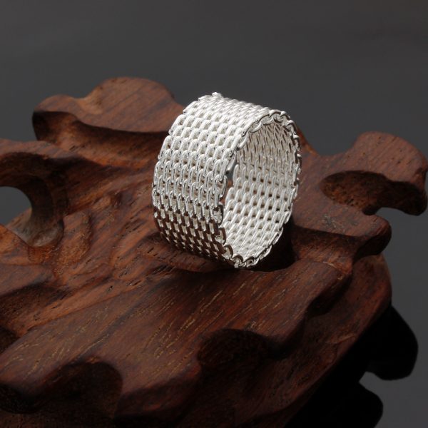 Mesh Ornament Fashion Silver Plated Mesh Ring