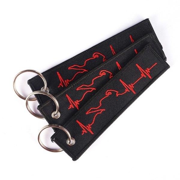 Red ECG Racing Embroidered Keychain