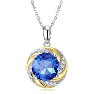 S925 Sterling Silver Zirconium Inlaid Glittering Blue Necklace Pendant Ins Style