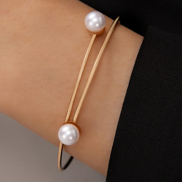Women's Three-dimensional Flower-inlaid Pearl Single Bracelet