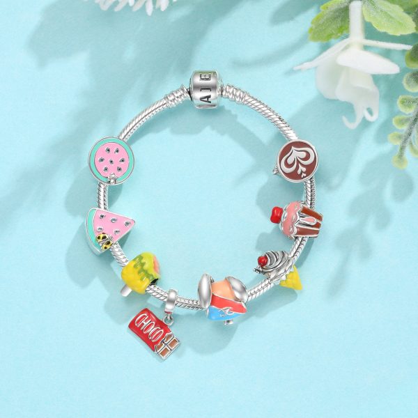 S925 Sterling Silver Bracelet Summer Dessert Series Beaded Diy Accessories