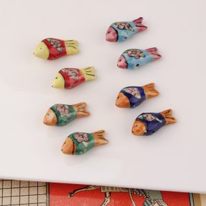 Hand-painted Colorful Fish-shaped Ceramic Beads Diy Ornament Accessories