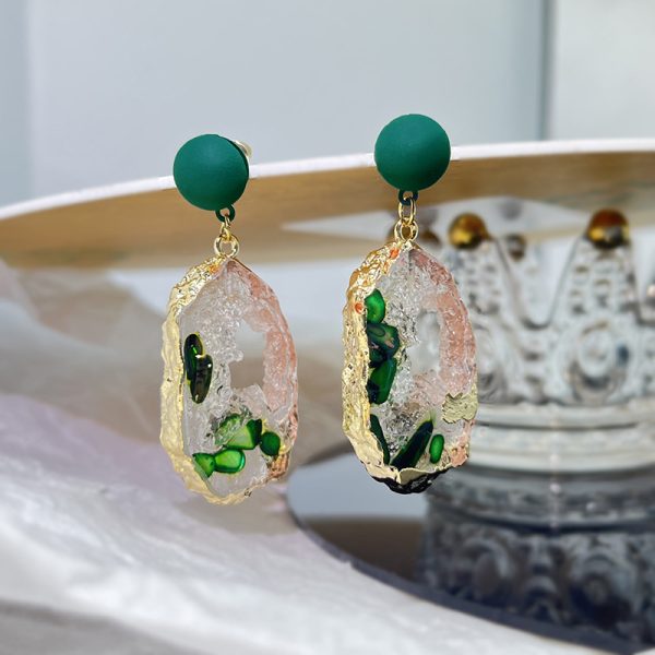 Irregular Personality Geometric Emerald Fashion Special-interest Earrings