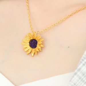 Sunflower Necklace Clavicle Chain Women's All-Match Gold SUNFLOWER Ornament