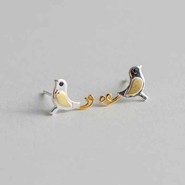 S925 Silver Girl Fashion Bird Earrings Jewelry