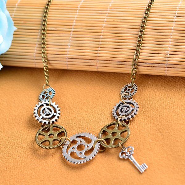 Vintage Steampunk Gear Combination Pendant Necklace