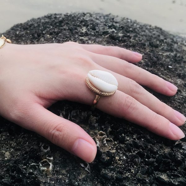 Simple Opening Ethnic Style Creative Shell All-Match Ring