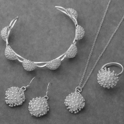 Bracelet pendant necklace ring earring four piece set