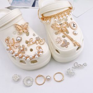 Diy Accessories Pearl Perfume Bottle Shoe Buckle Set Removable Shoes