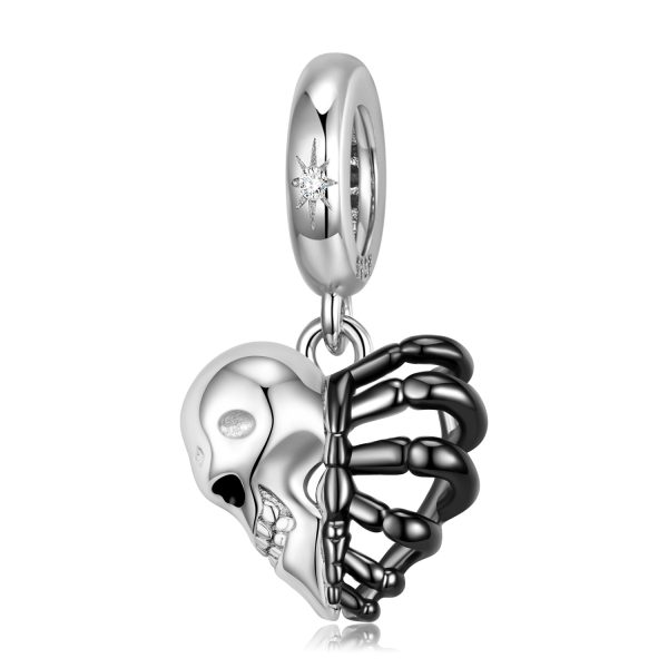 Original Skeleton Heart Skeleton Pendant Punk Style Personality Sterling Silver Pendant DiyS925 Silver Accessories