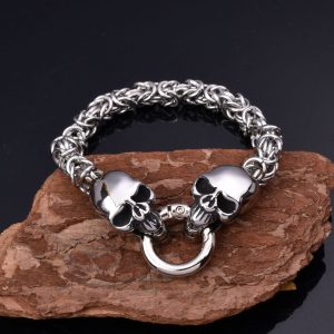 Men's Stainless Steel Ghost Head Handmade Bracelet