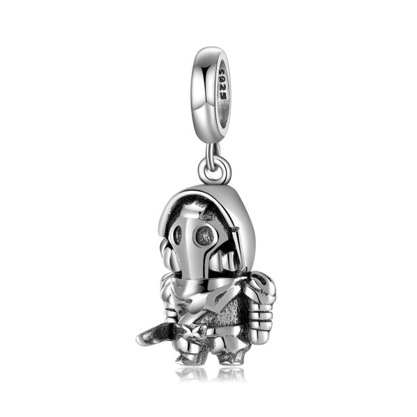 Iron Faced Soldier S925 Sterling Silver Pendant Personality Women's Bracelet Necklace Diy Accessories