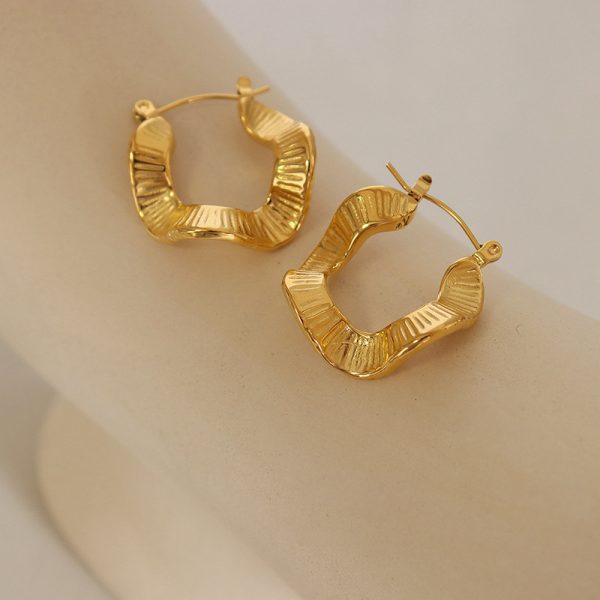 Irregular Shaped Titanium Steel Wavy Earrings