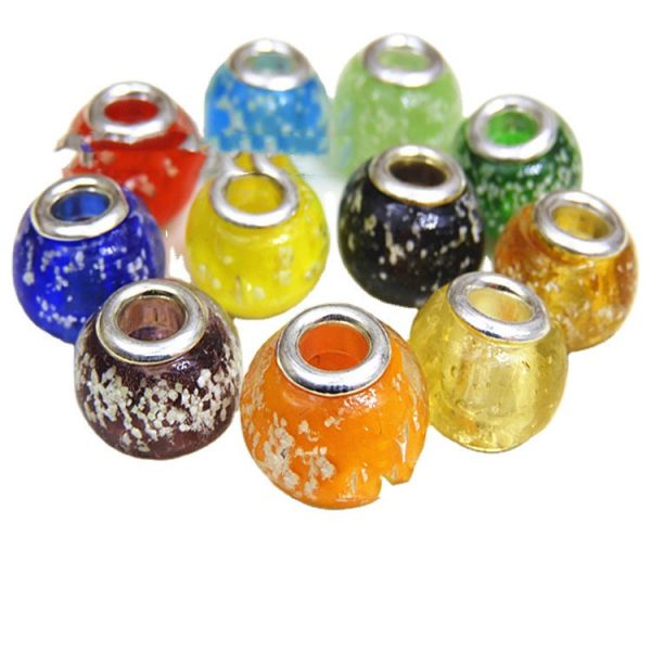 New Luminous Colored Glaze Big-hole Bulk Beads Glossy Inner Luminous Particles Diy Bracelet Necklace Perforated Beads