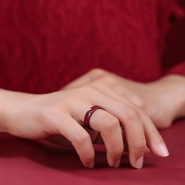 Natural Authentic Cinnabar Ring For Women