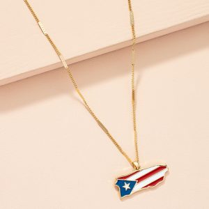 Women's Fashion Flag Pendant Necklace Clavicle Chain