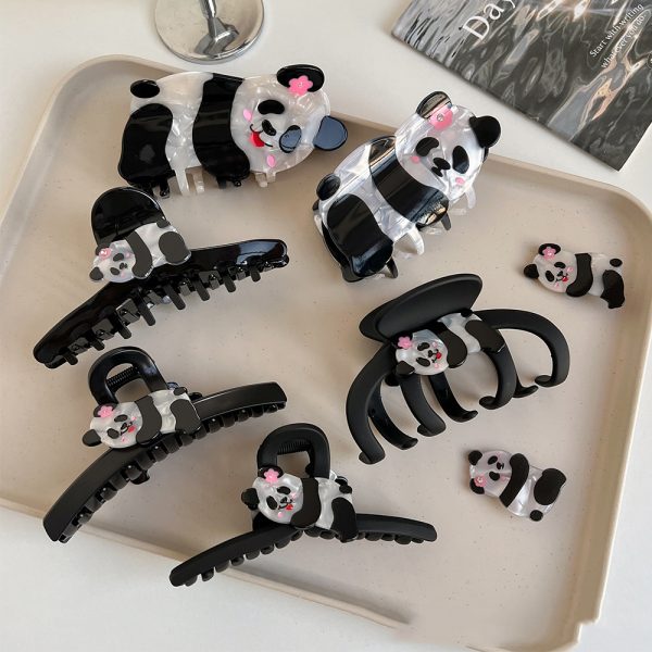 Plastic Cartoon Panda Acetate Grip Cute Animal Hair Claw Young Girl Personalized Barrettes Bang Side Shark Clip