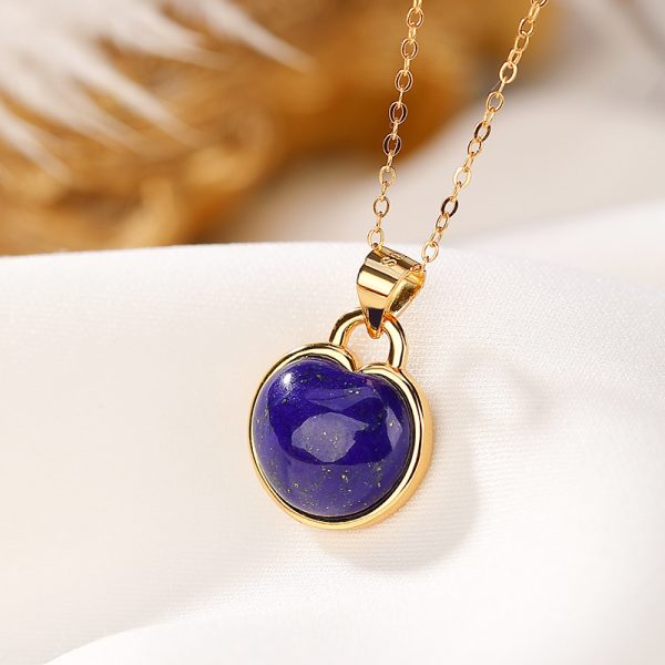 S925 Sterling Silver Gold-plated Lapis Simple Graceful And Fashionable Necklace Retro Personality All Match Set Chain