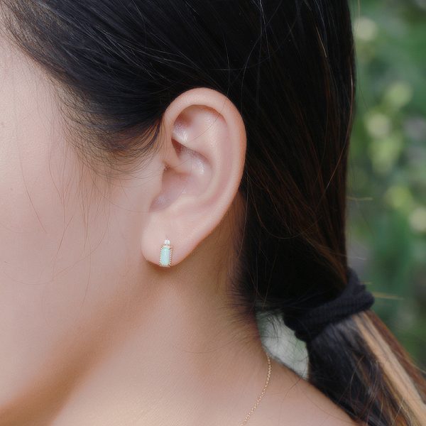 925 Sterling Silver Opal Rectangular Earrings