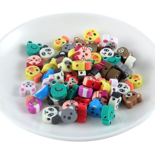 Creative Candy Color Butterfly Bear Animal Pattern Soft Pottery Beads DIY Handmade Beaded Accessories