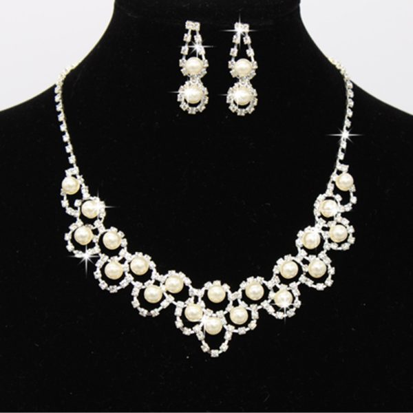 Direct Supply For Foreign Trade, Rhinestone Jewelry, Bridal Jewelry, Pearl Necklace, Earrings, Jewelry Two Sets Of 8629