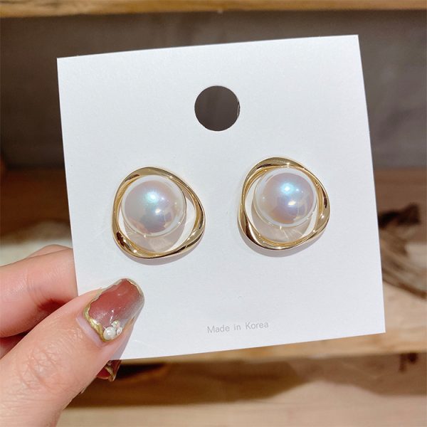 Sterling Silver Needle South Korea Dongdaemun Irregular Pearl Stud Earrings