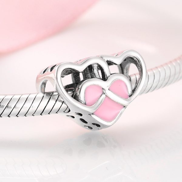 S925 Sterling Silver Beads Creative Love Love Series Diy Enamel Color Process Accessories