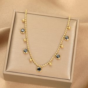 Online Influencer Fashion Elegant Gold-plated Stainless Steel Zircon Necklace