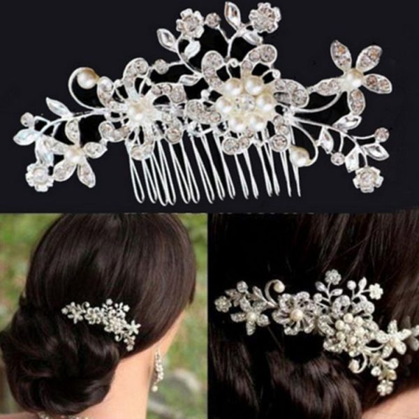 Big European Pearl Rhinestone Hair Comb Comb Bride Bride Wedding Accessories Wholesale Headwear Alloy