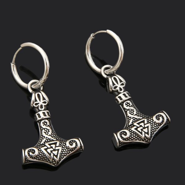 Aoding Triangle Rune Stainless Steel Finishing Polish Personality Fashion Retro Pair Of Earrings