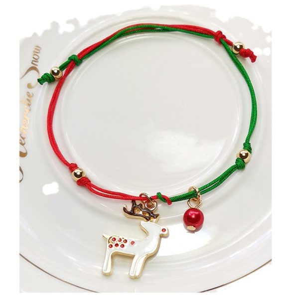 Cross-border New Arrival Christmas Ornaments All-match Santa Claus Snowflake Elk Bracelet Hand-woven Bracelet For Women Wholesale