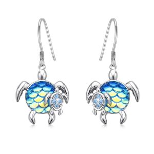 Turtle Earrings Sterling Silver Mom and Baby Dangle Mother and Daughter Tortoise