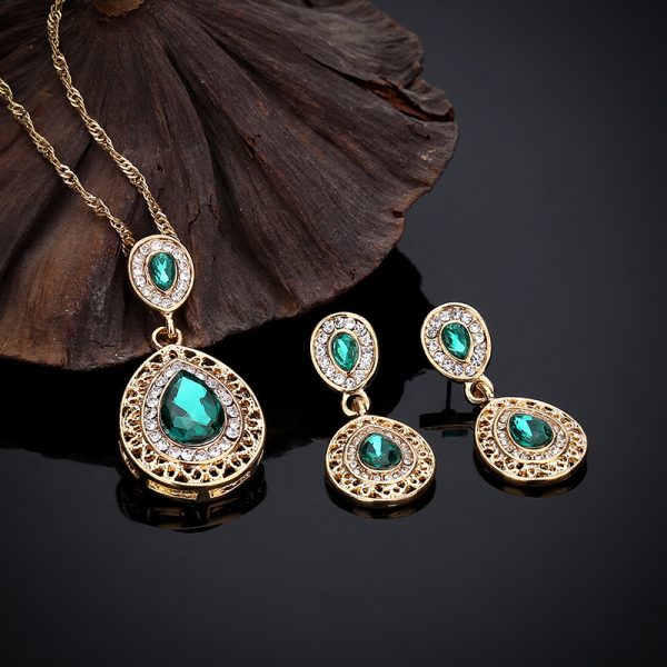 Crystal Drop Earrings Necklace Set Dress Acessories