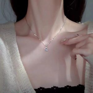 Titanium Steel No Fading Necklace Micro-inlaid All-match Clavicle Chain Light Luxury Ornament Women