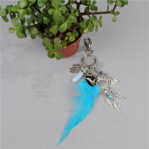 European And American Bohemian Dreamcatcher Feather Opal Alloy Car Key Ring Pendant