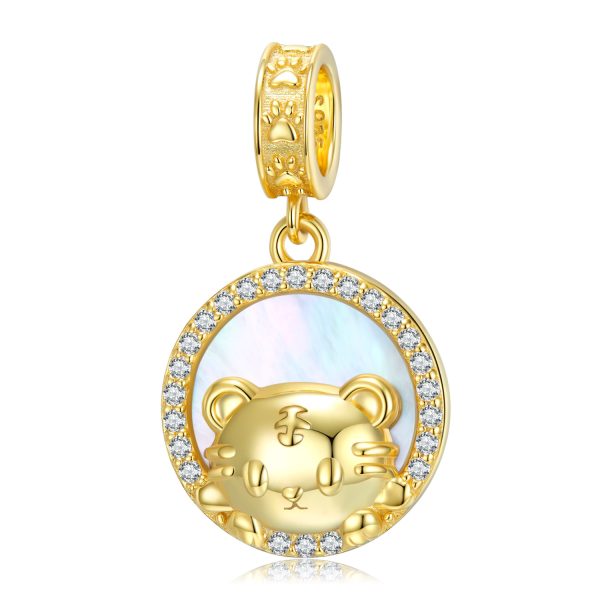 Zhaocai Tiger 925 Silver Pendant Little Women's Bracelet Diy Beaded Silver Jewelry Accessories