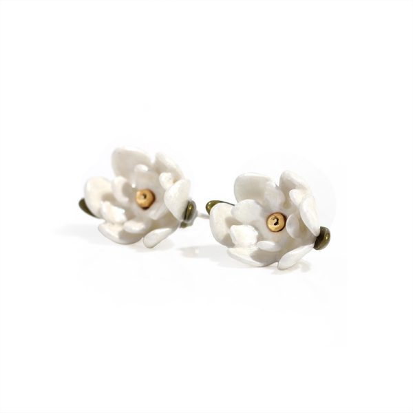 S925 Silver Needle Magnolia Flower Earrings