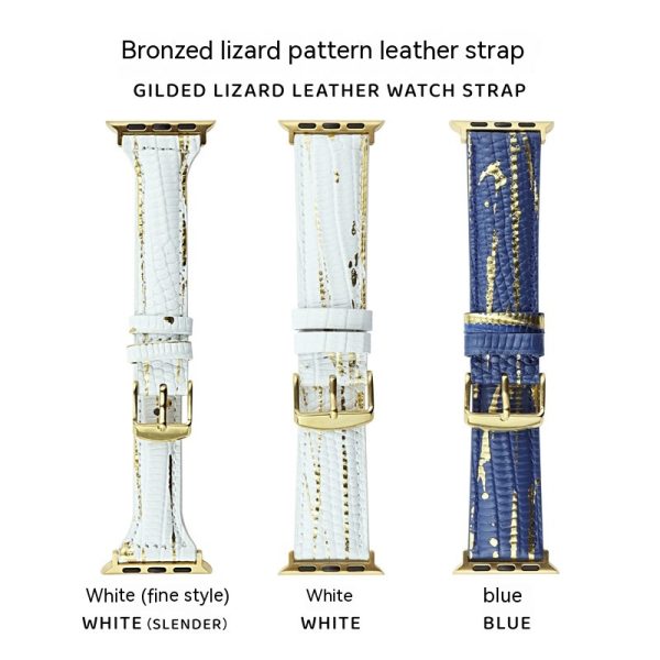 Bronzing Lizard Pattern Leather Watch Strap