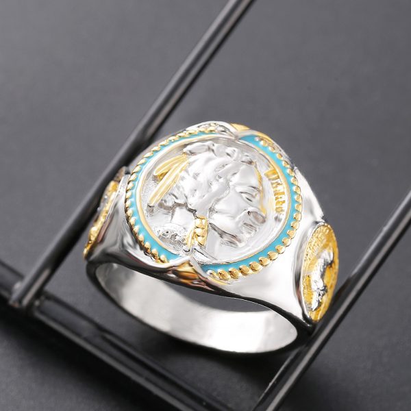 Hip Hop Two-tone Electroplated Gold Ring Western Denim Indian