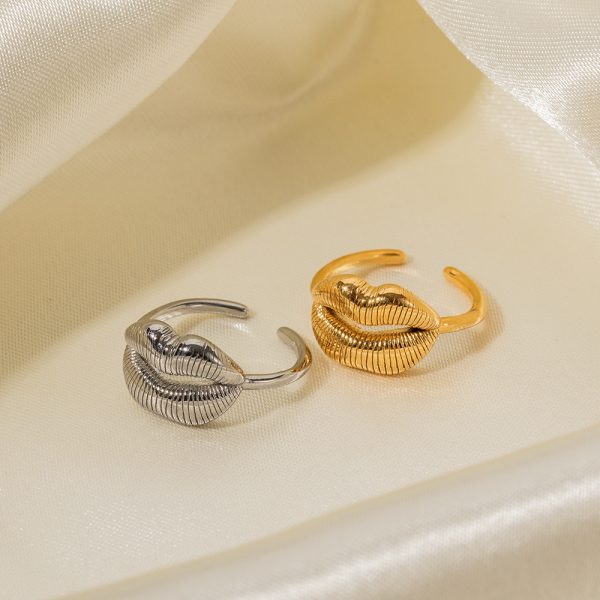 18K Gold Stainless Steel Lip Print Ring Ring For Women