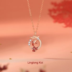 Silver Dragon Year Koi Necklace Women's Sterling Silver National Fashion Chinese Zodiac Dragon Pendant Rose Gold Clavicle Chain