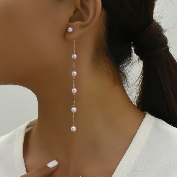 Women's Fashionable All-match Gas Pearl Long Chain Earrings
