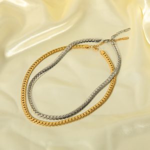 New Necklace Simple Fashion Cold Retro Style 18K Gold Titanium Steel Snake Bones Chain High-grade Women's