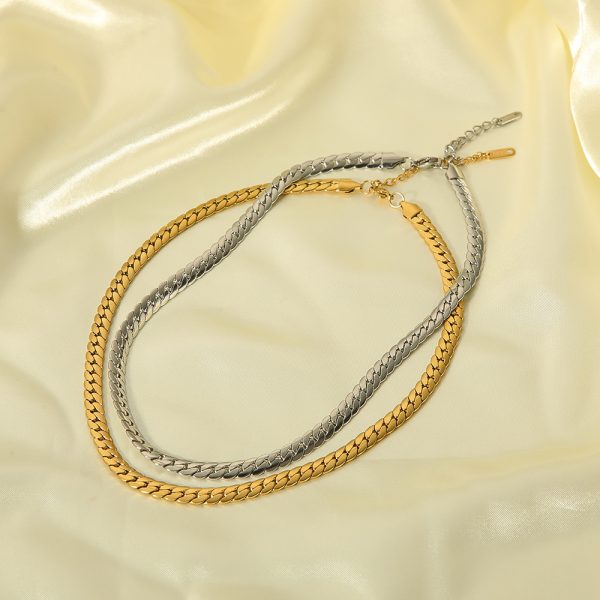 New Necklace Simple Fashion Cold Retro Style 18K Gold Titanium Steel Snake Bones Chain High-grade Women's