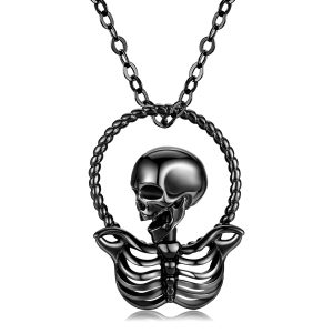 Original Skull GOD Pendant 925 Sterling Silver Electroplated Black Gold Necklace