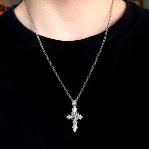 Niche Hip Hop Sterling Silver Cross Necklace