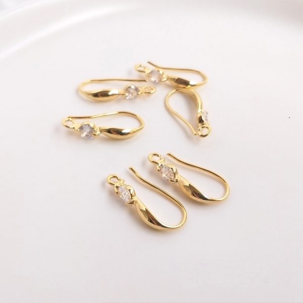 14K Light Gold Color Retention Inlaid Zircon Ear Hook