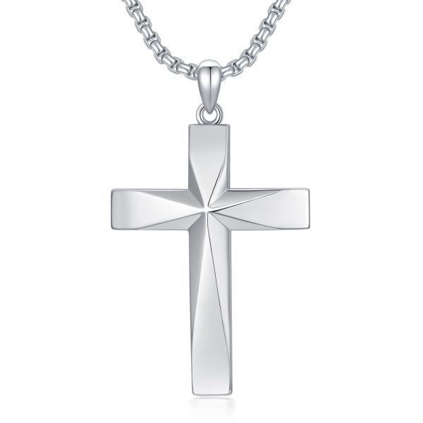 925 Sterling Silver Cross Pendant Necklace With Christian Bible Verse