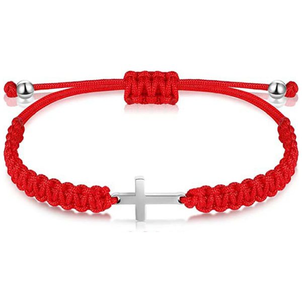 Cross Pendant Hand-woven Adjustable Milan Rope Bracelet