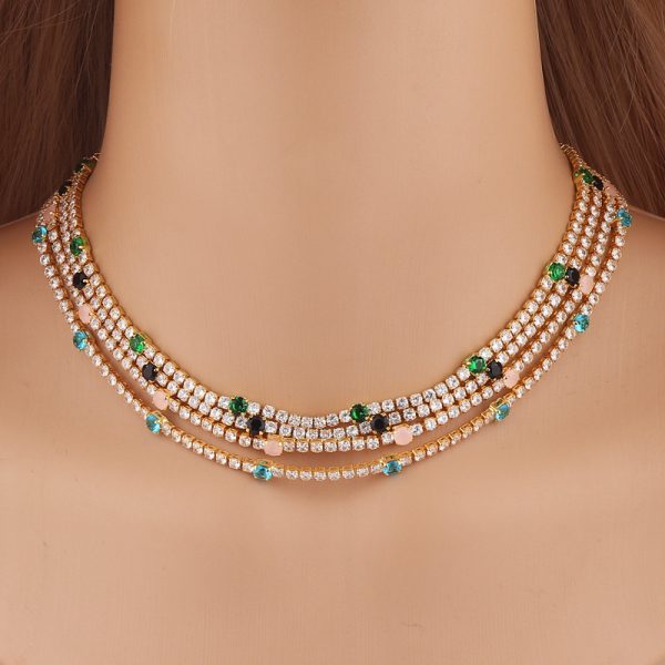 Zircon-laid Necklace Multicolor Fresh Women's Necklace